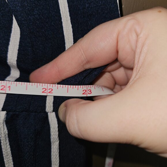 J Gee Navy White Striped Off-the-Shoulder Jumpsuit - Picture 5 of 5